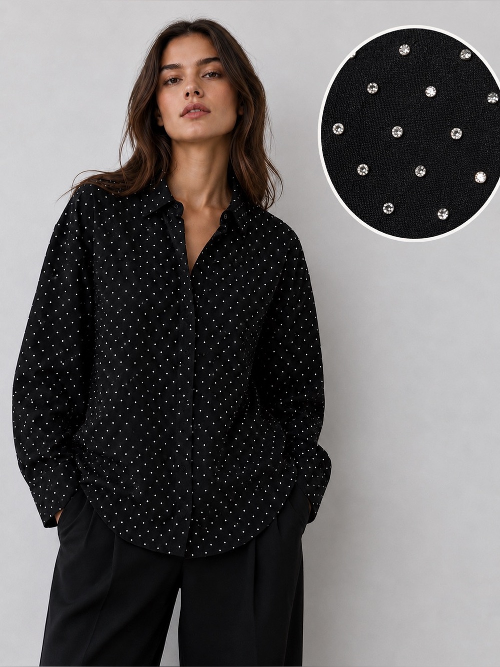 Zara Black Shacket With Rhinestones Oversized Shirt Jacket, XS, Limited, NWT